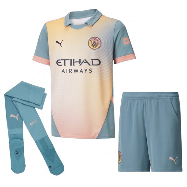 Camisa e Pantalones Cortos para Niños Manchester City Home 24/25 - Con Medias