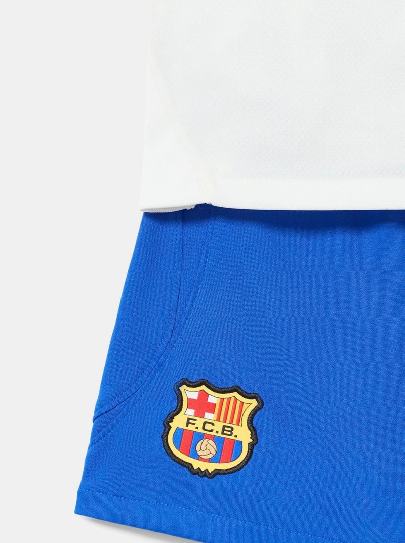 Camisa e Pantalones Cortos para Niño FC Barcelona Away 23/24 Blanco