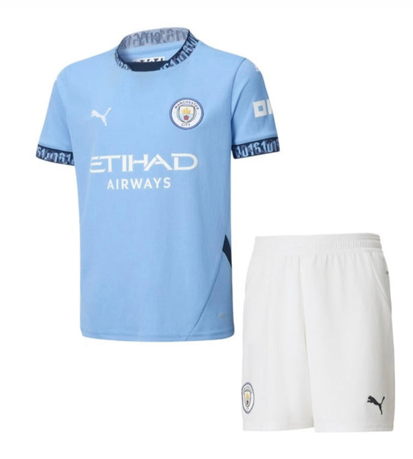 Camisa e Pantalones Cortos para Niños Manchester City Home 24/25