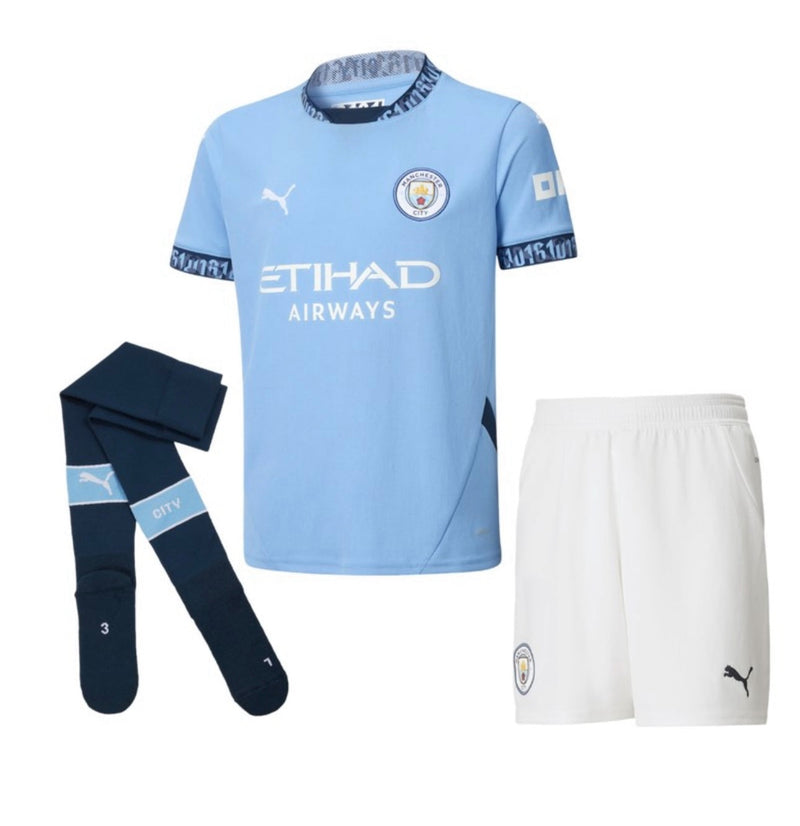 Camisa e Pantalones Cortos para Niños Manchester City Home 24/25 - Con Medias