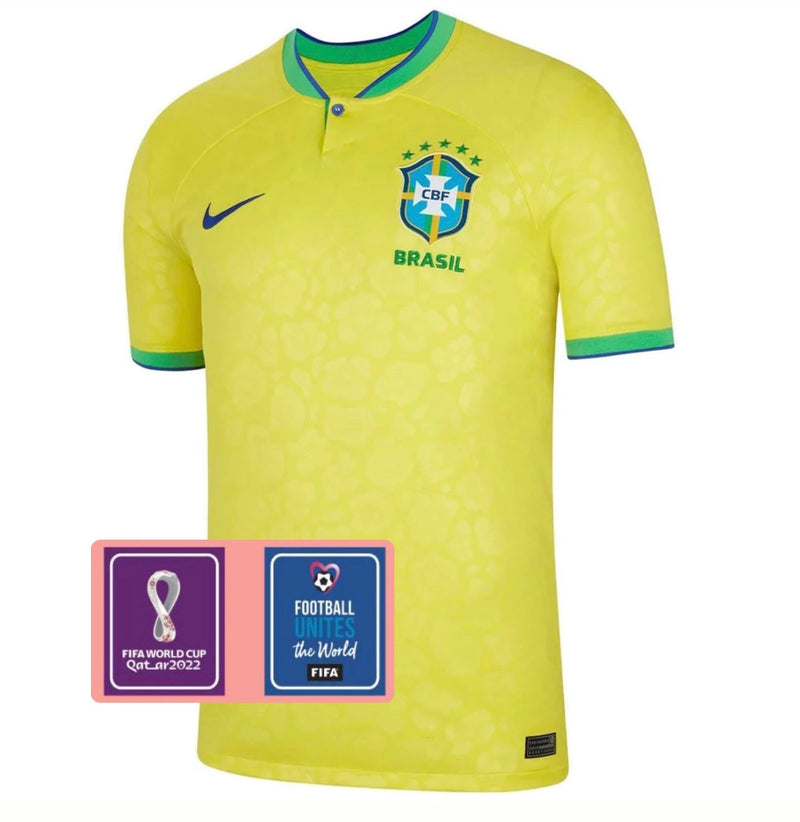 Camiseta Brasil l Amarillo Fan Masculino 2022/2023 - Parche Copa Del Mundo