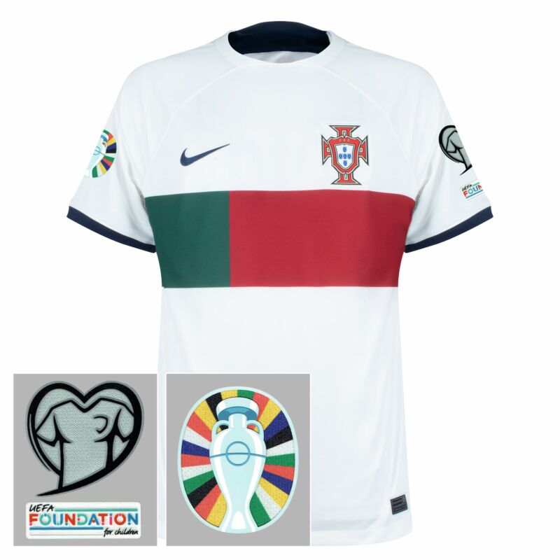 Camiseta Portugal Away 2022-2023 incl. Conjunto de parches de clasificación para la Eurocopa 2024