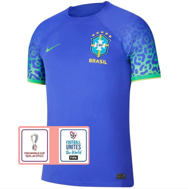 Camiseta Brasil ll Azul Fan Masculino 2022/2023 - Parche Copa Del Mundo